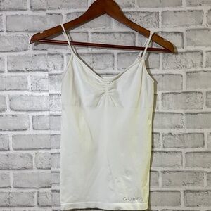 Guess White Cami Tank Top – Size M/L with rhinestone logo